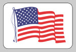 Image of wavy U.S. Flag flexo-printed on white paper with adhesive back