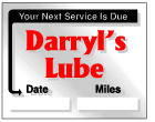 Automotive Lube, oil and filter service reminder in static cling material