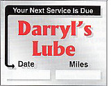 sample of next service due static cling