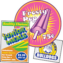 samples of our most popular sizes and shapes for static clings